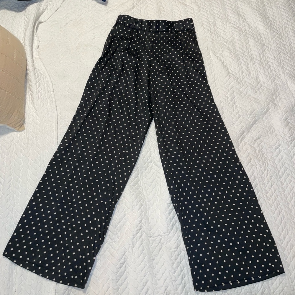 Drew silky polka dot wide leg pant